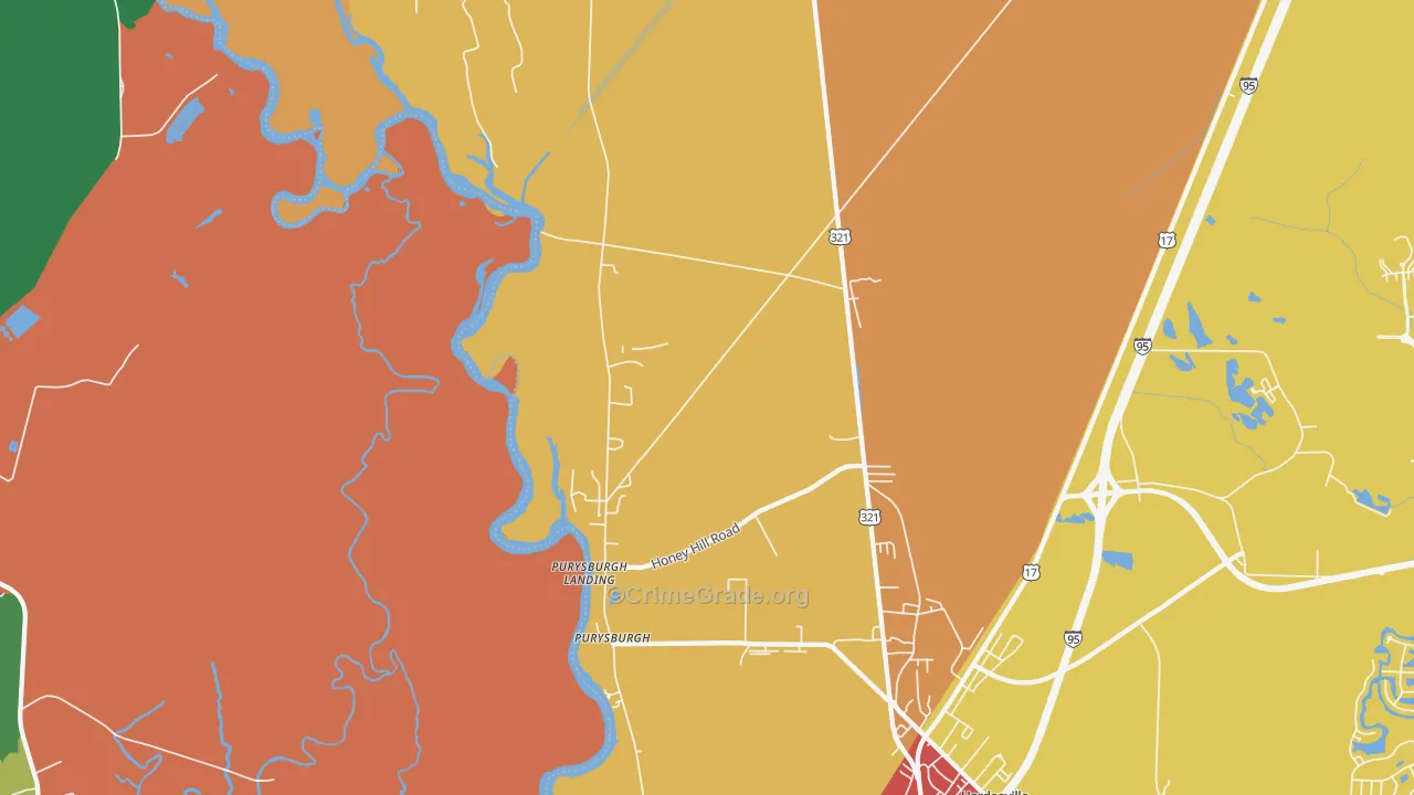 Purysburgh, SC Map of Theft Rates
