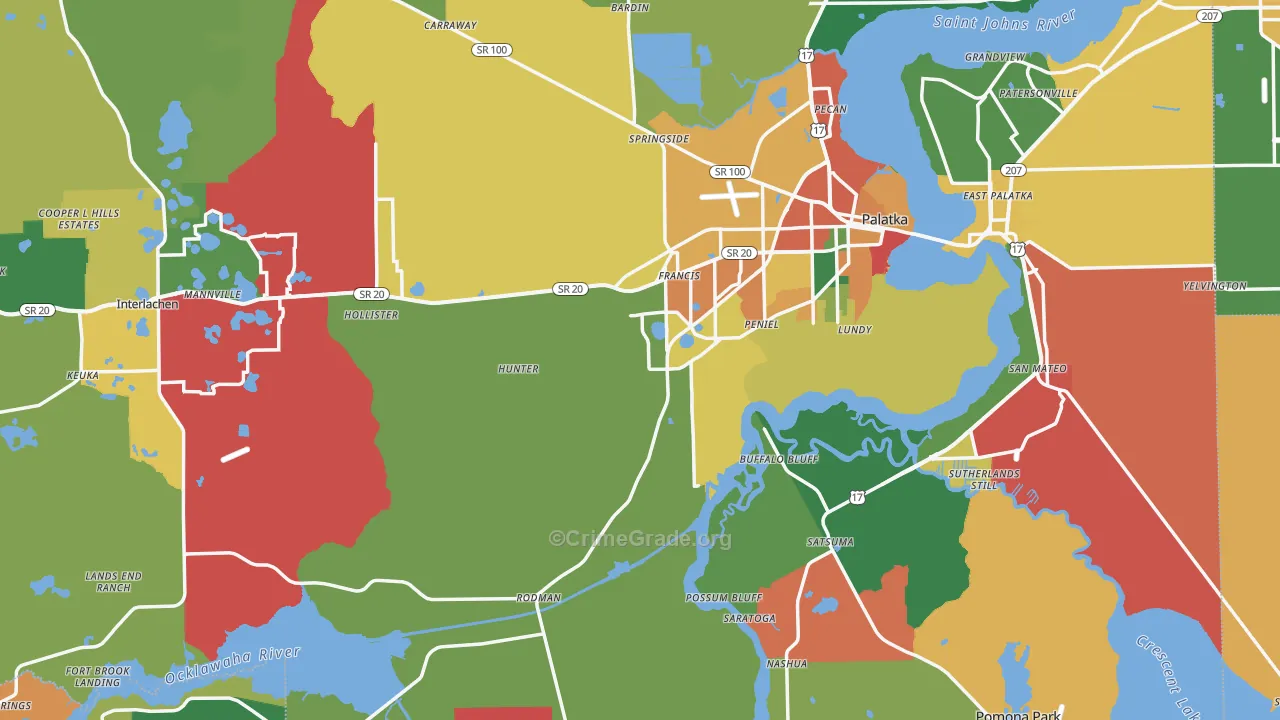 Putnam County, FL Map of Theft Rates