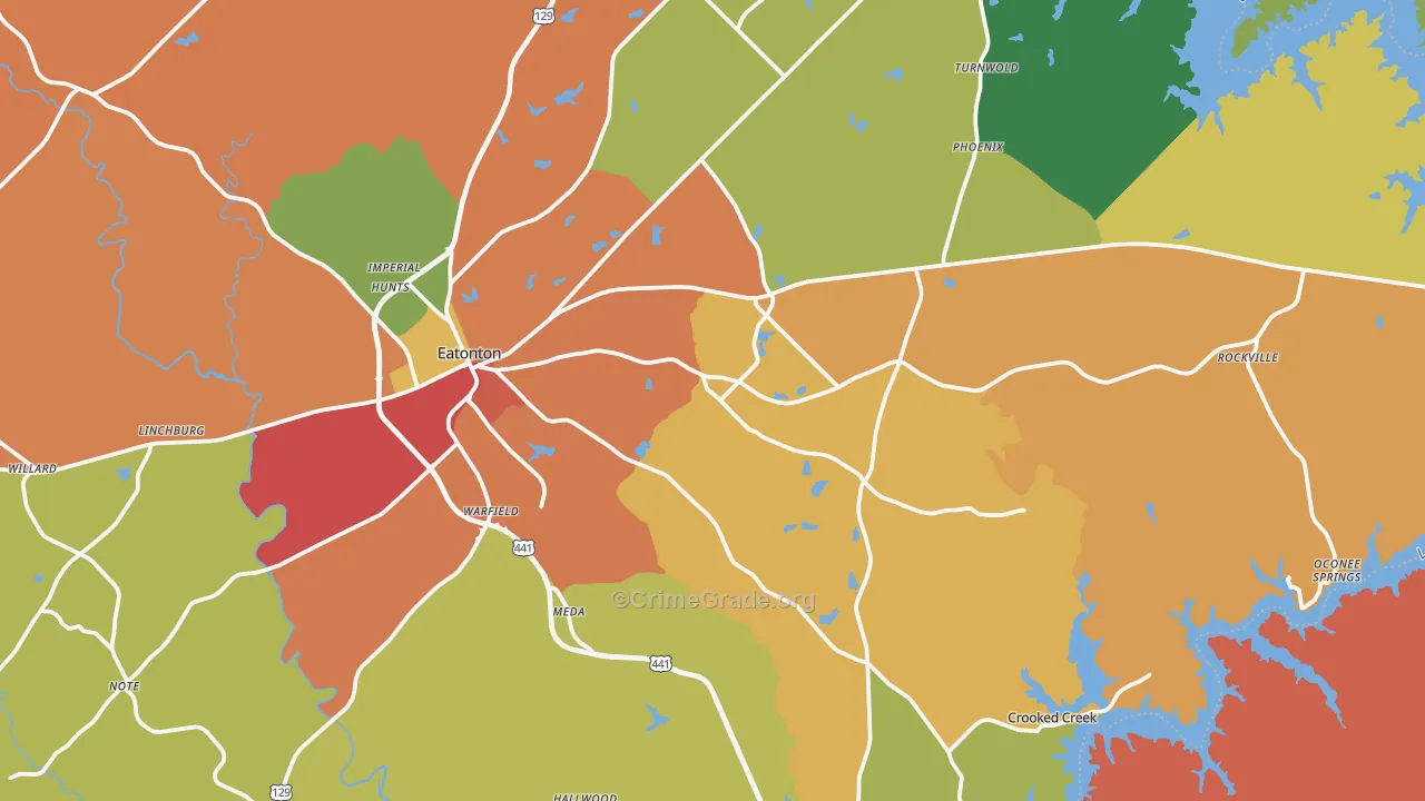 Putnam County, GA Map of Theft Rates
