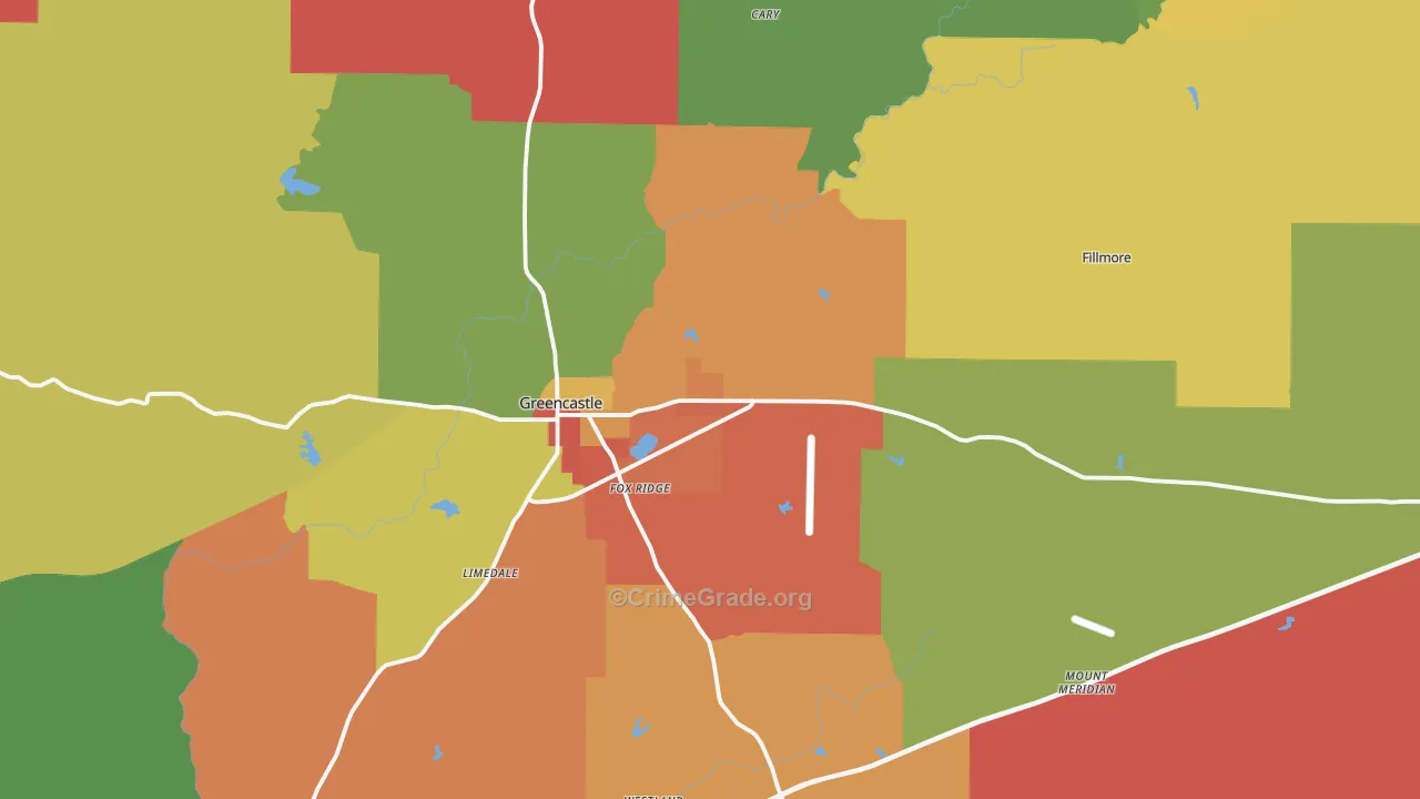 Putnam County, IN Map of Theft Rates