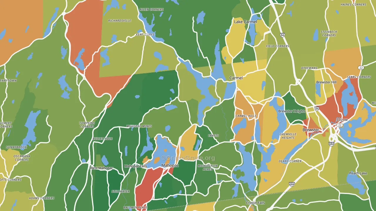 Putnam County, NY Map of Theft Rates