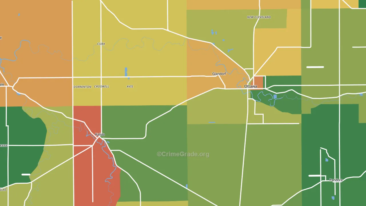 Putnam County, OH Map of Theft Rates