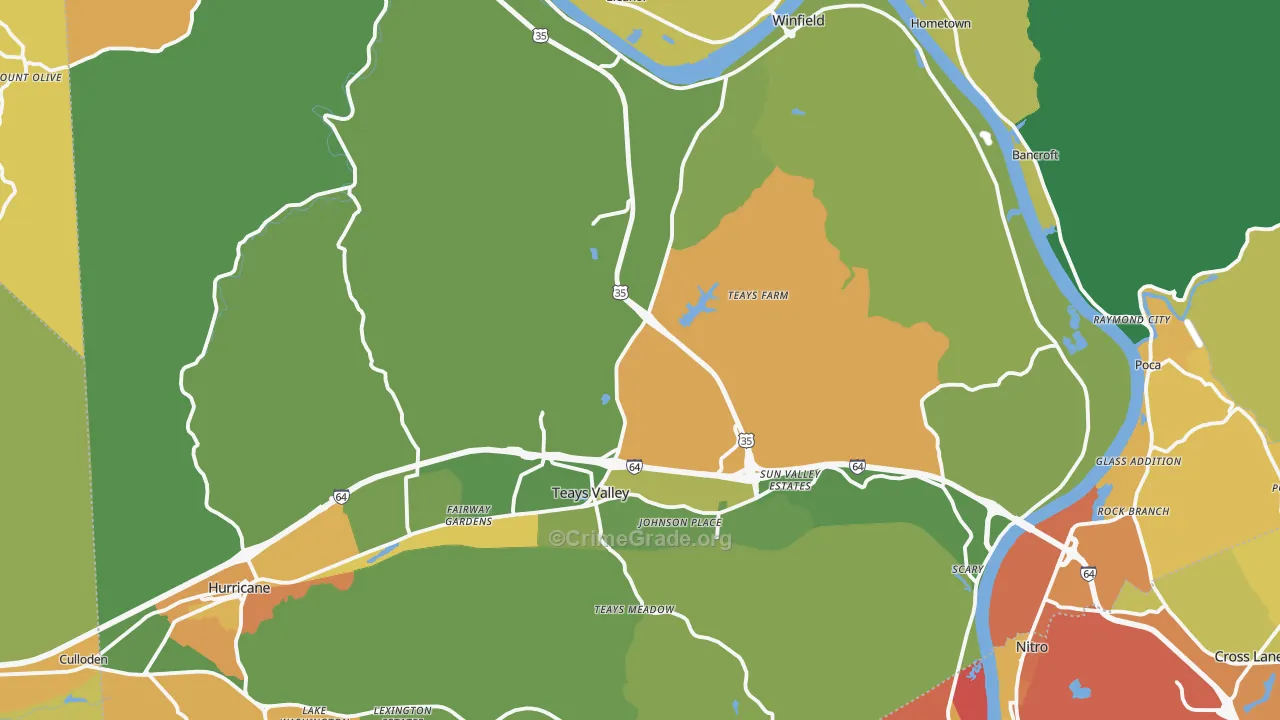 Putnam County, WV Map of Theft Rates