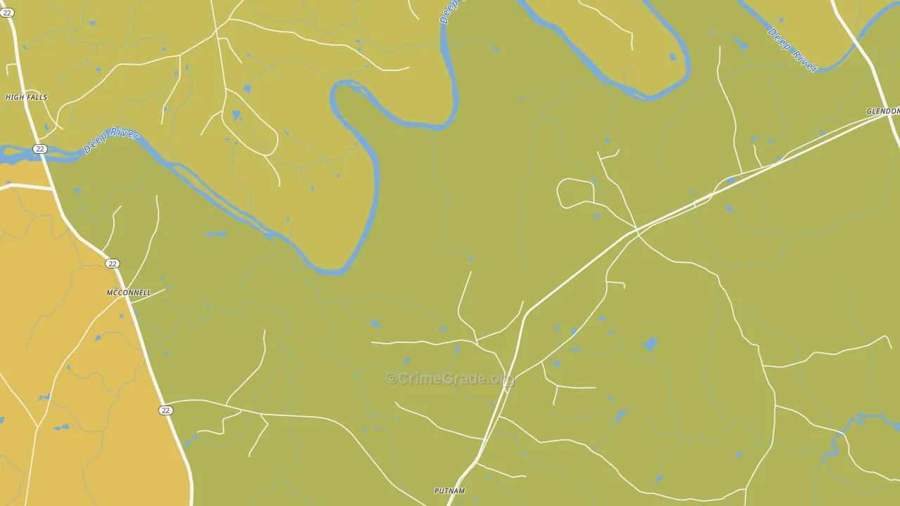 Putnam, NC Map of Theft Rates