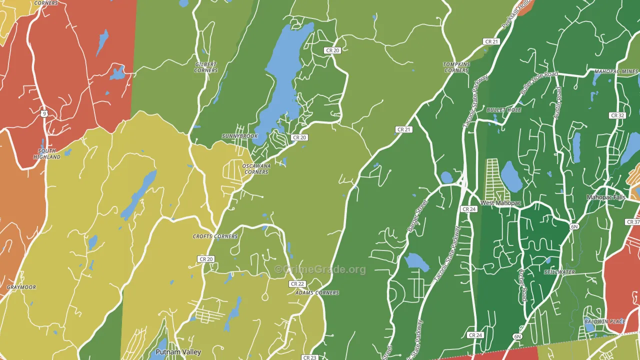 Putnam Valley, NY Map of Theft Rates