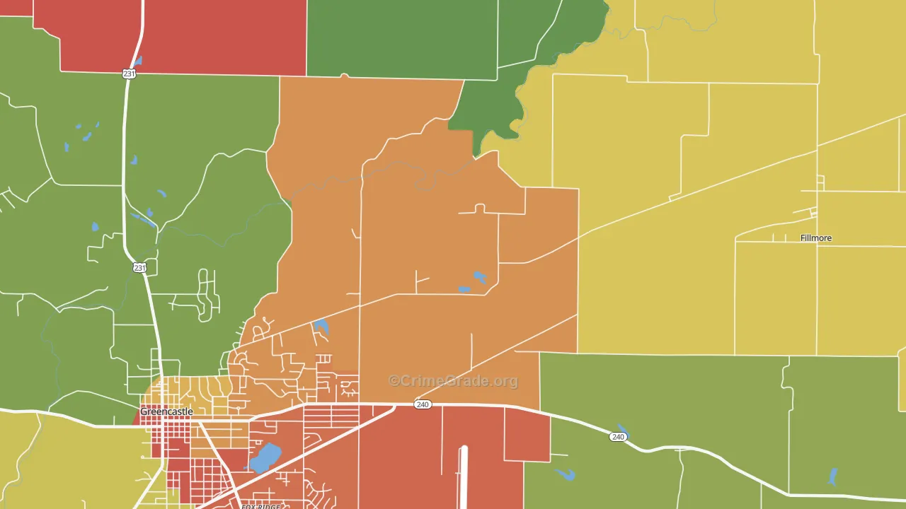 Putnamville, IN Map of Theft Rates