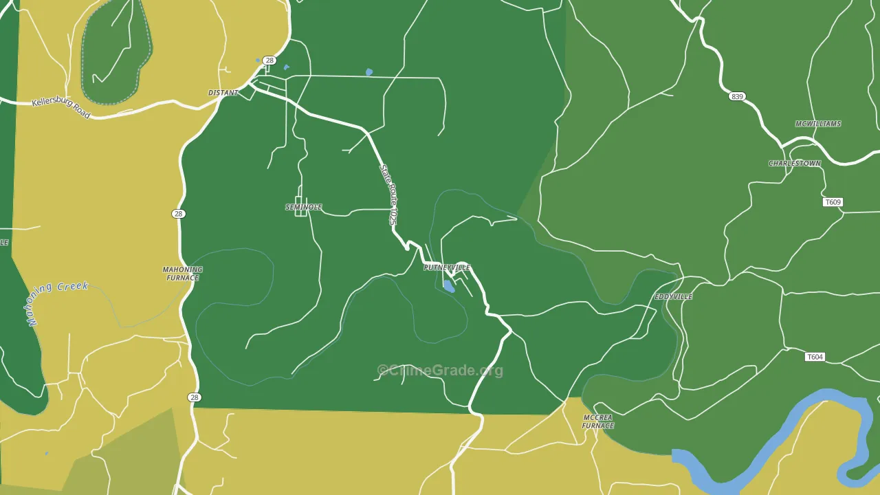 Putneyville, PA Map of Theft Rates