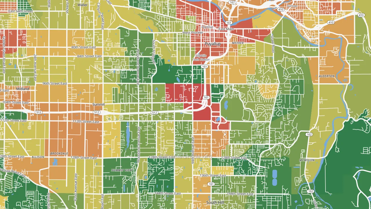 Puyallup, WA Map of Theft Rates