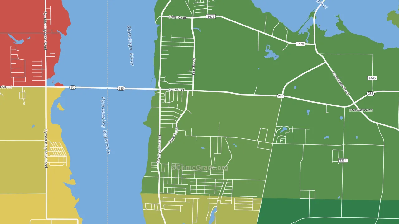 Pymatuning Central, PA Map of Theft Rates