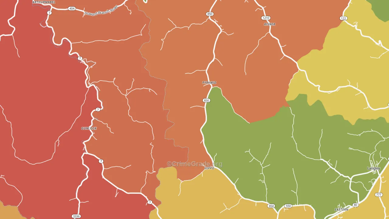 Pyramid, KY Map of Theft Rates
