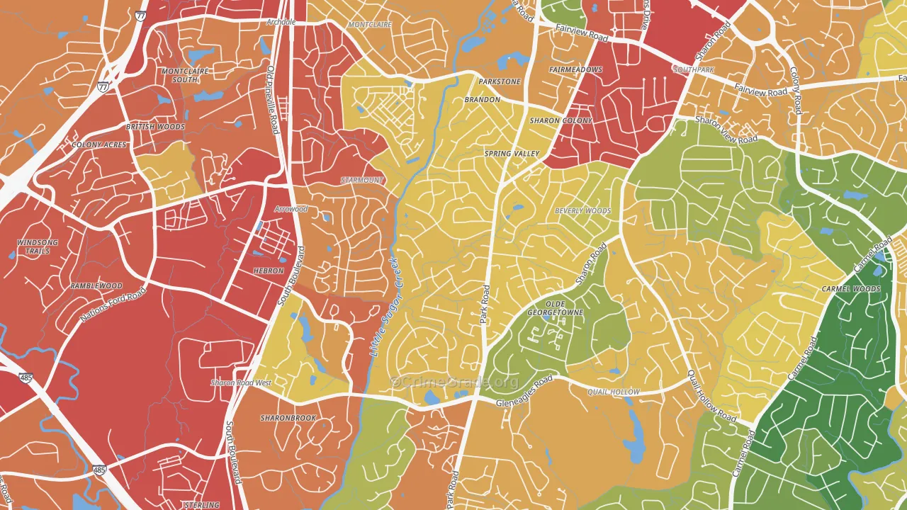Quail Hollow, Charlotte, NC Map of Theft Rates