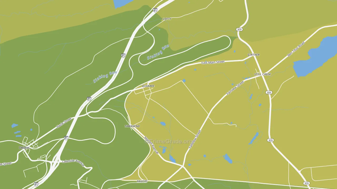 Quakake, PA Map of Theft Rates