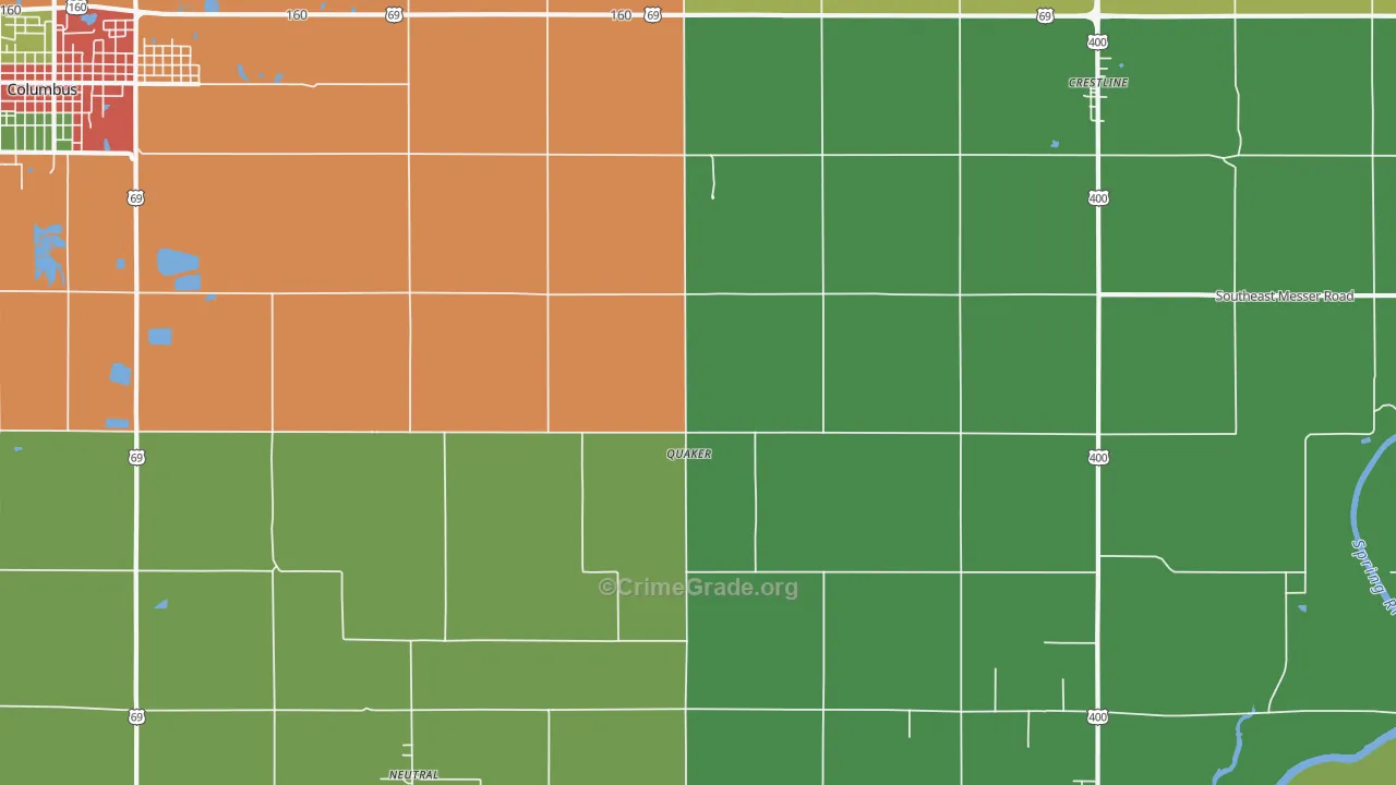 Quaker, KS Map of Theft Rates