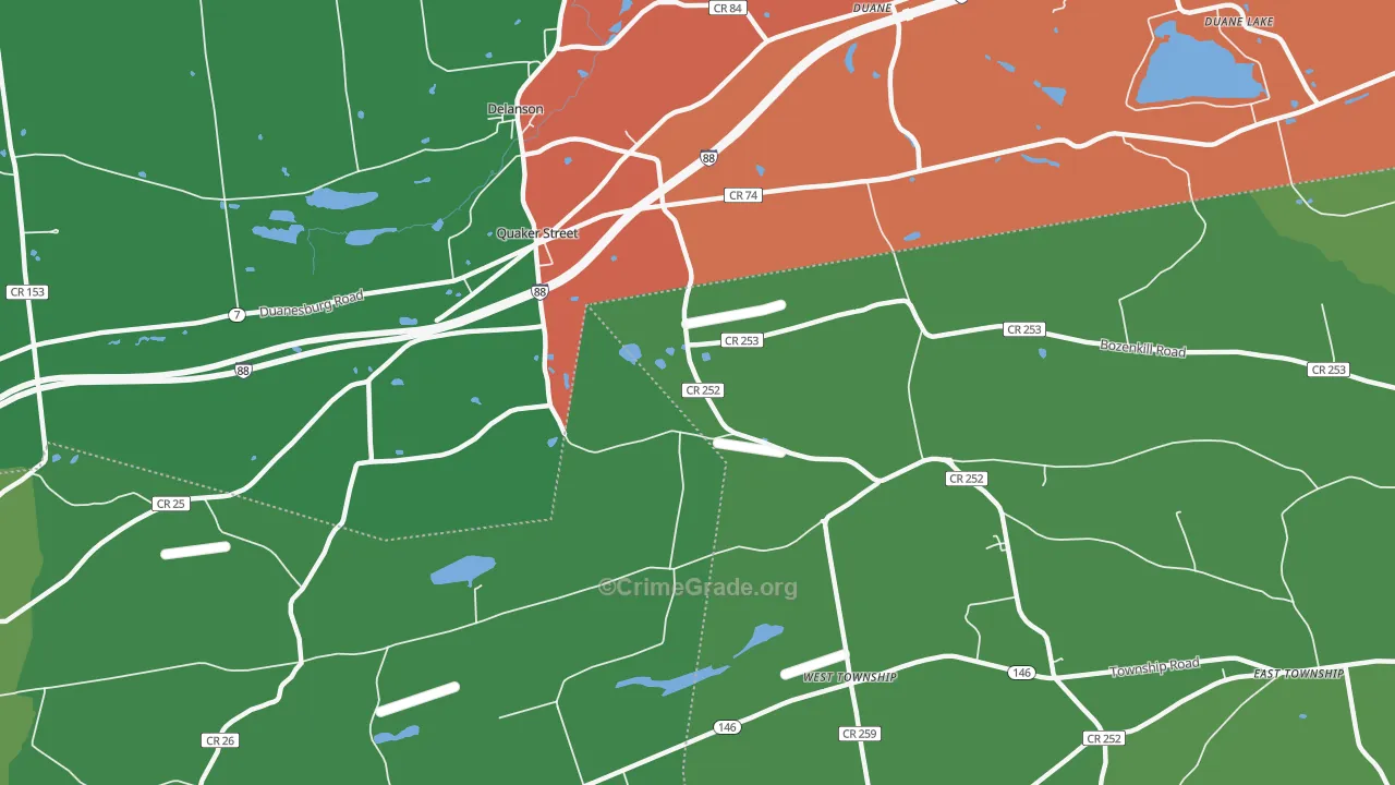 Quaker Street, NY Map of Theft Rates
