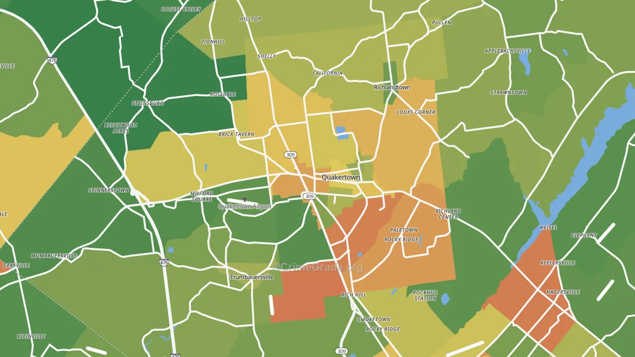 Quakertown, PA Map of Theft Rates