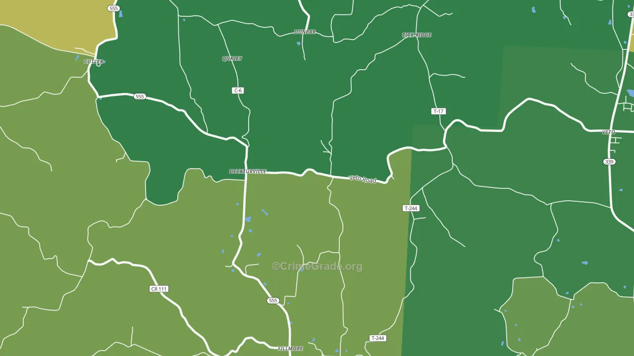 Qualey, OH Map of Theft Rates
