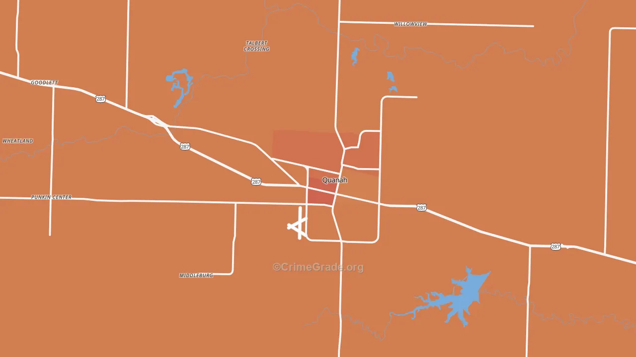 Quanah, TX Map of Theft Rates