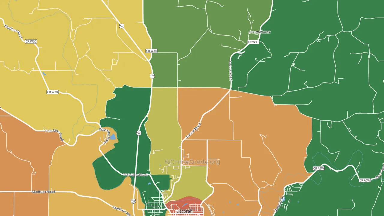 Quandahl, IA Map of Theft Rates