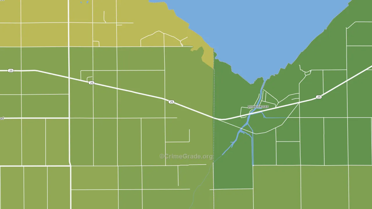 Quanicassee, MI Map of Theft Rates