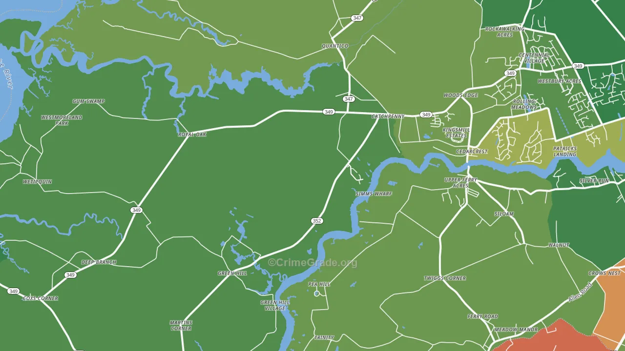 Quantico, MD Map of Theft Rates