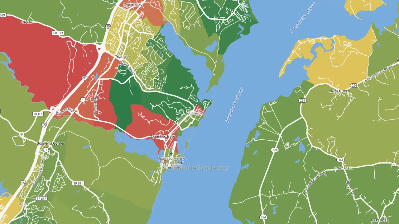 Quantico, VA Map of Theft Rates