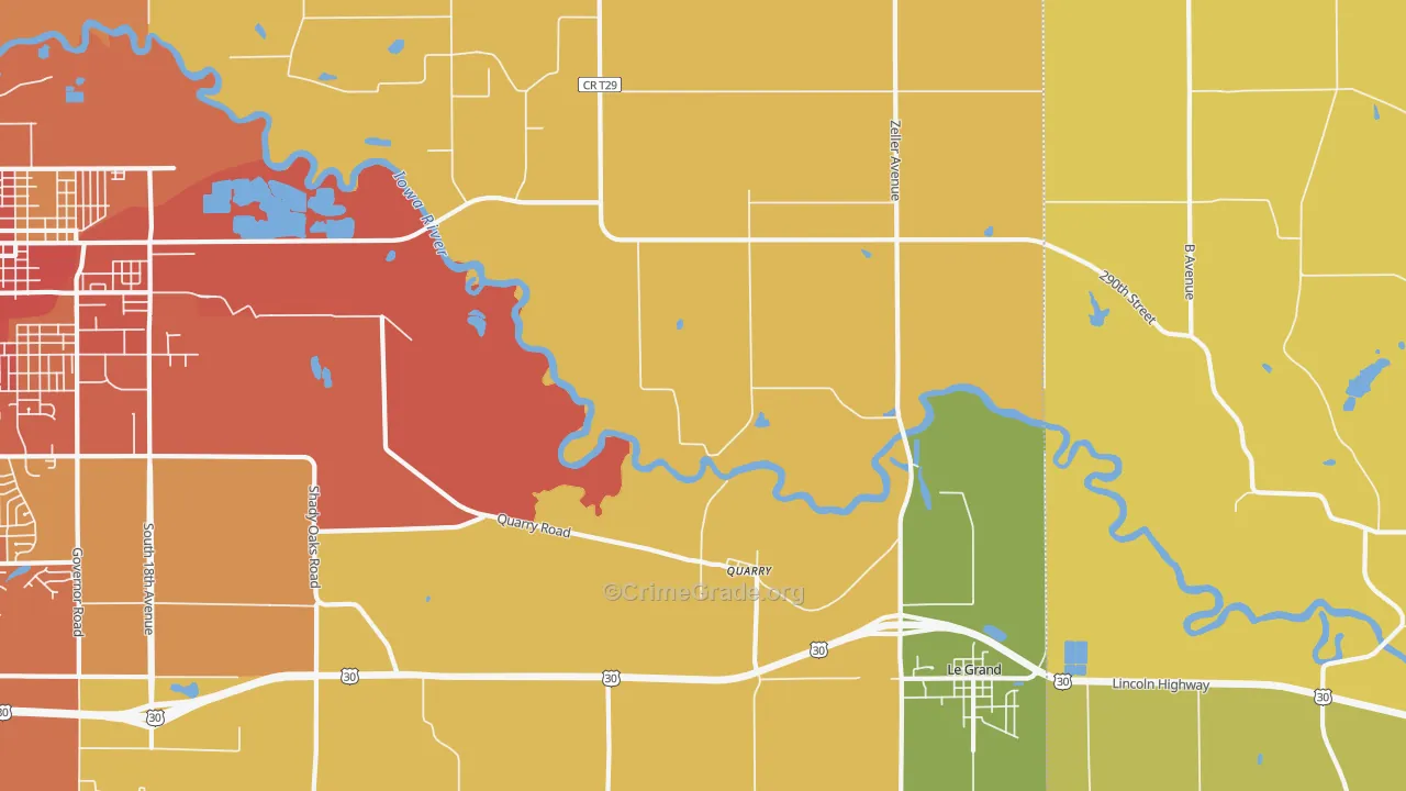 Quarry, IA Map of Theft Rates