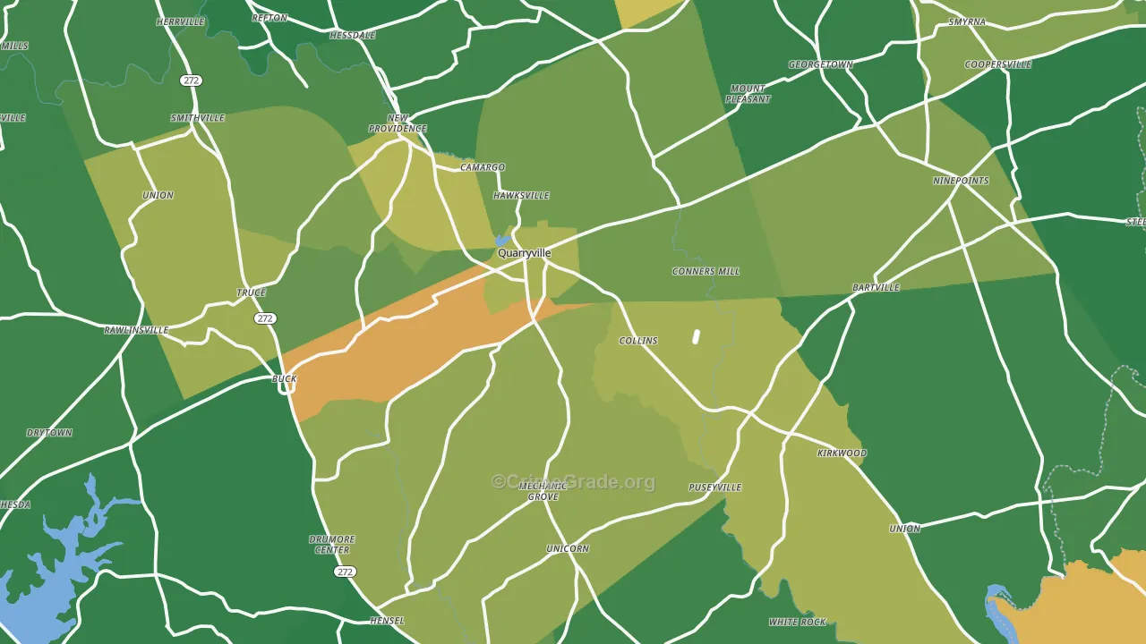 Quarryville, PA Map of Theft Rates