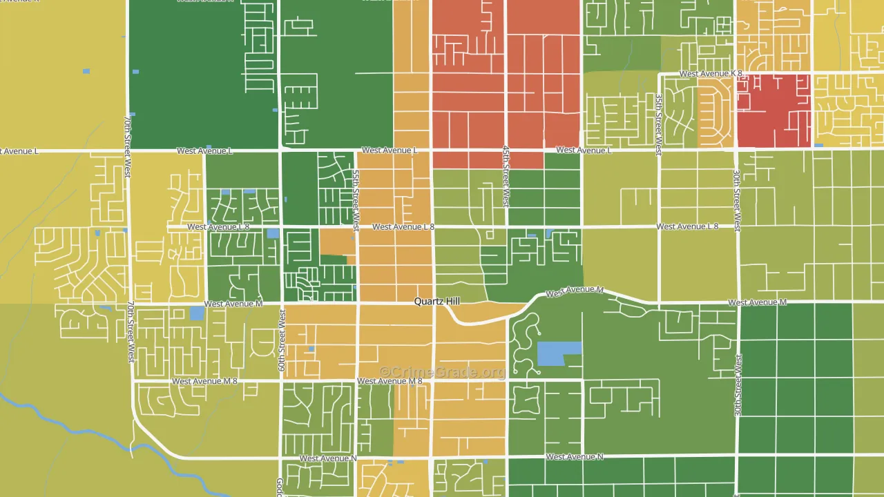 Quartz Hill, CA Map of Theft Rates