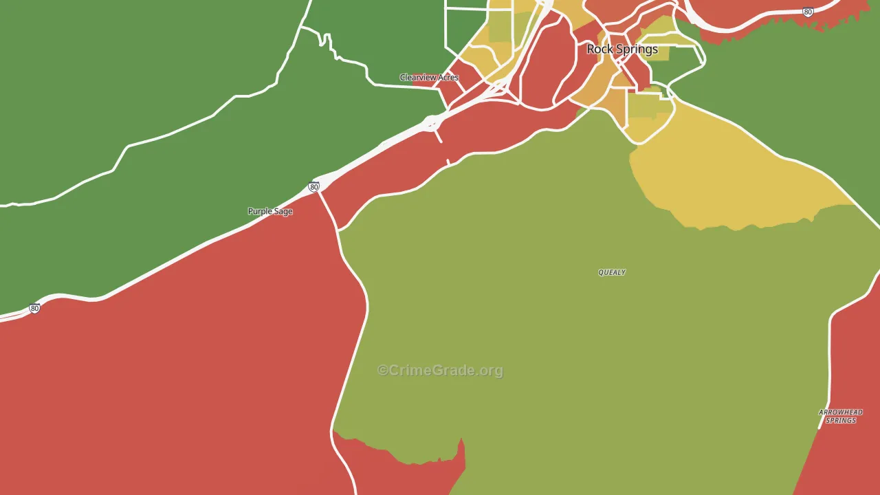 Quealy, WY Map of Theft Rates