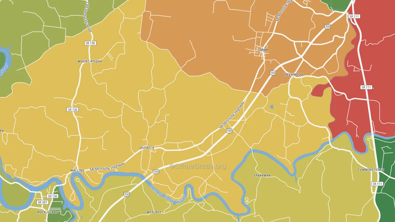 Quebeck, TN Map of Theft Rates