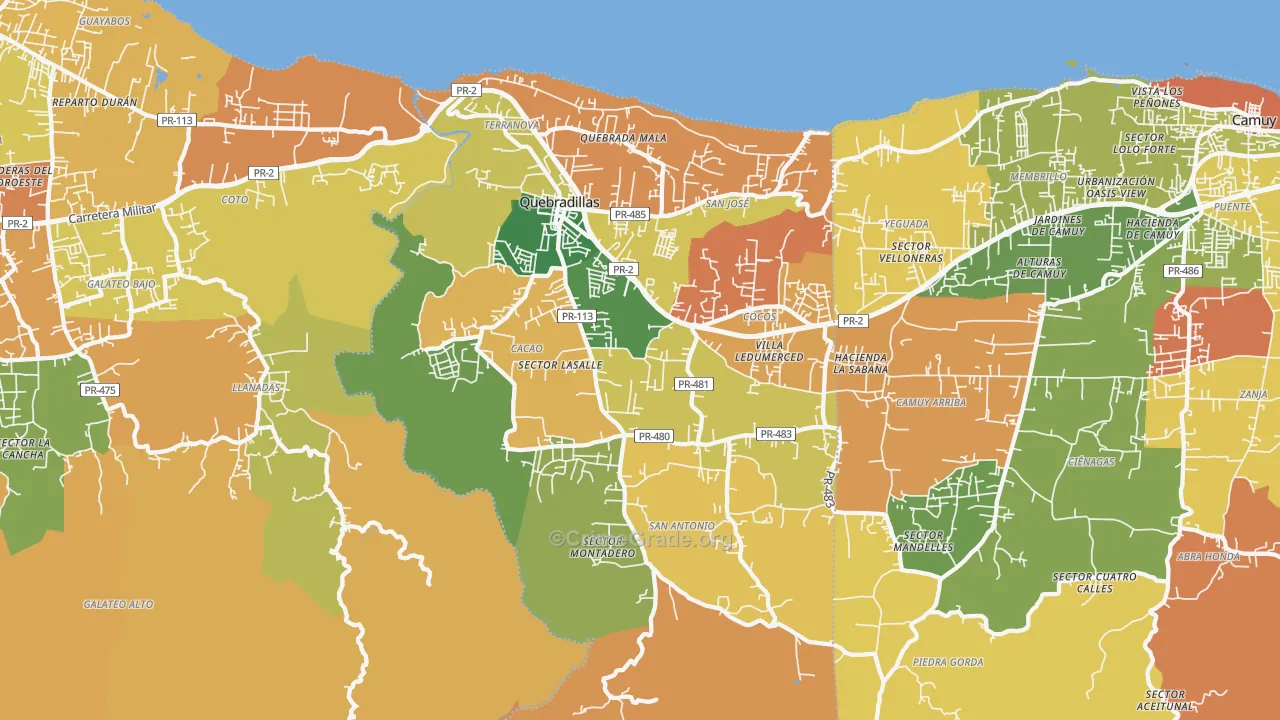 Quebradillas Municipio, PR Map of Theft Rates