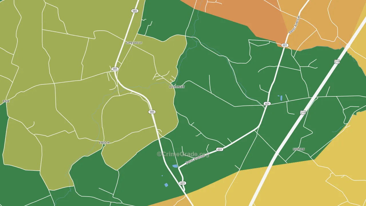 Quecreek, PA Map of Theft Rates