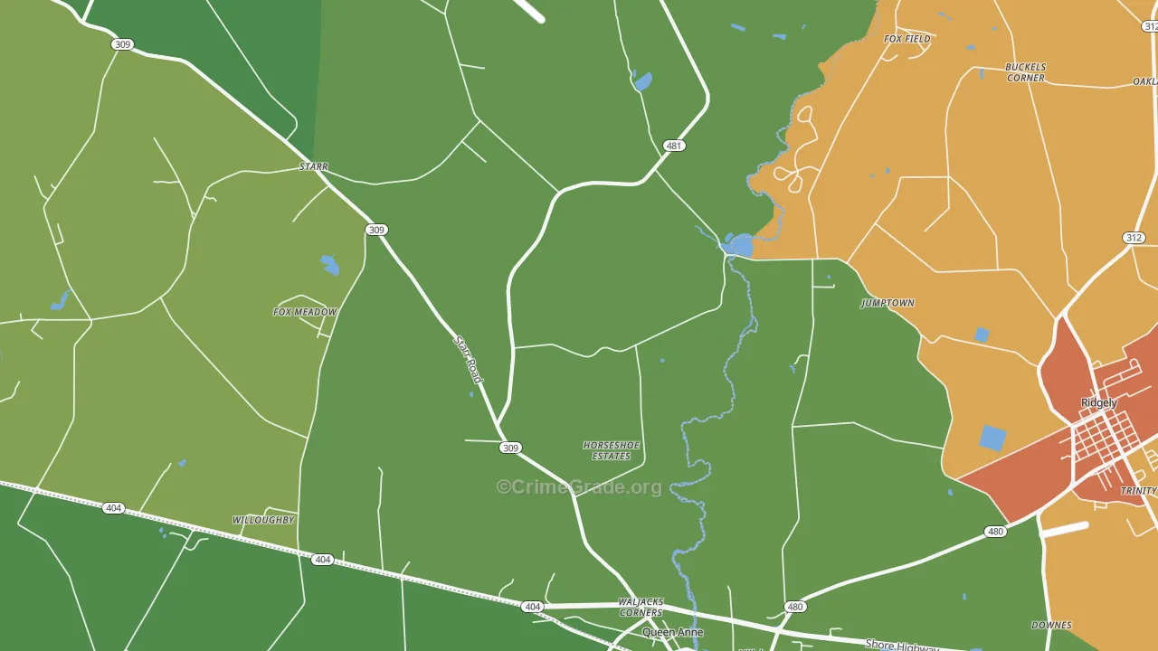 Queen Anne, MD Map of Theft Rates