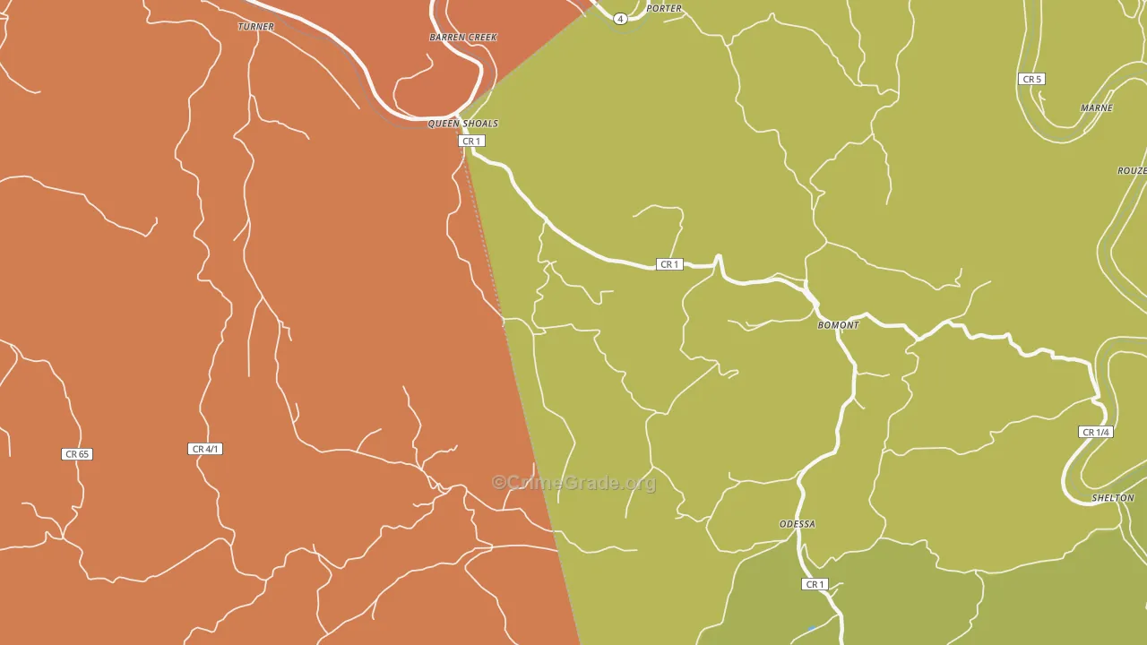 Queen Shoals, WV Map of Theft Rates