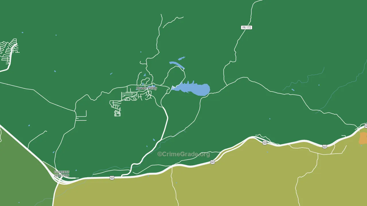 Queen Valley, AZ Map of Theft Rates