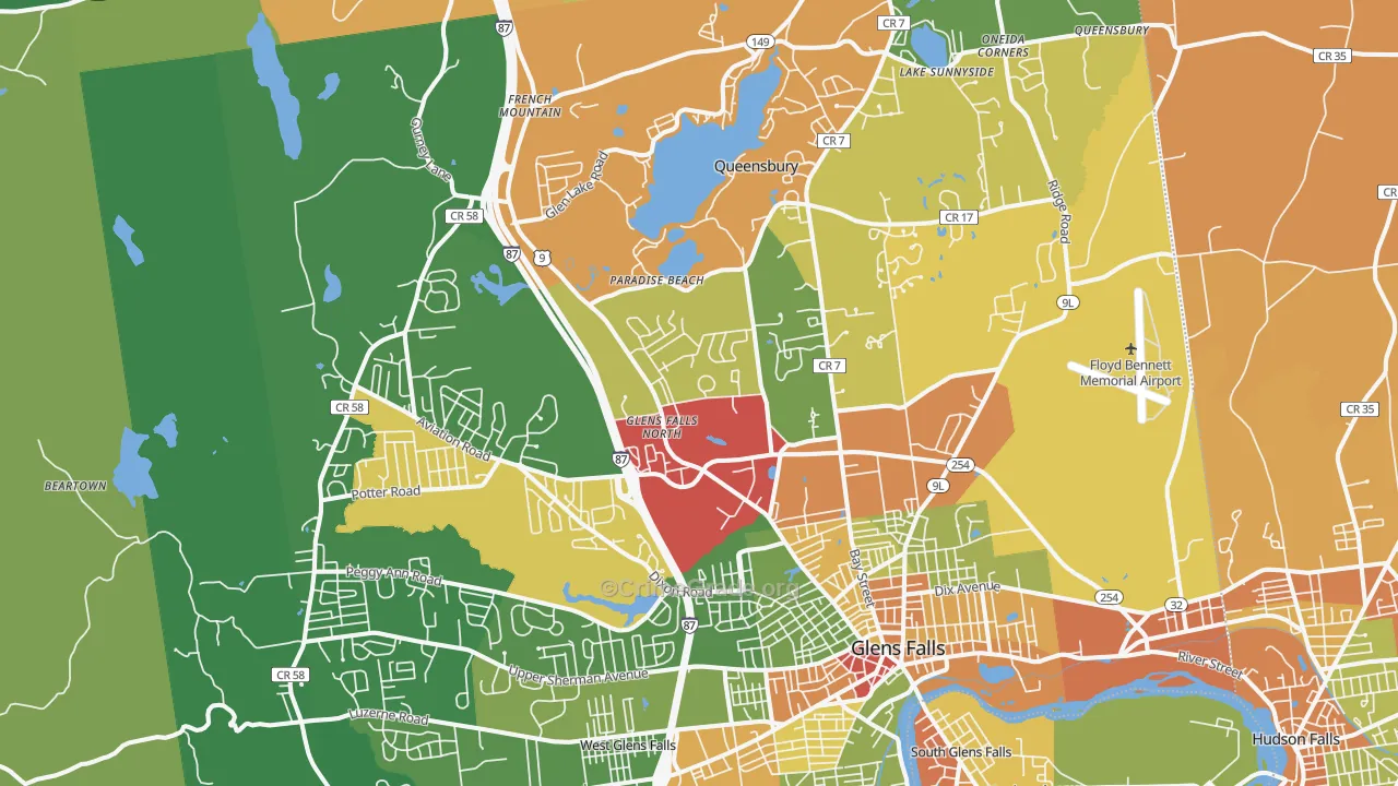 Queensbury, NY Map of Theft Rates