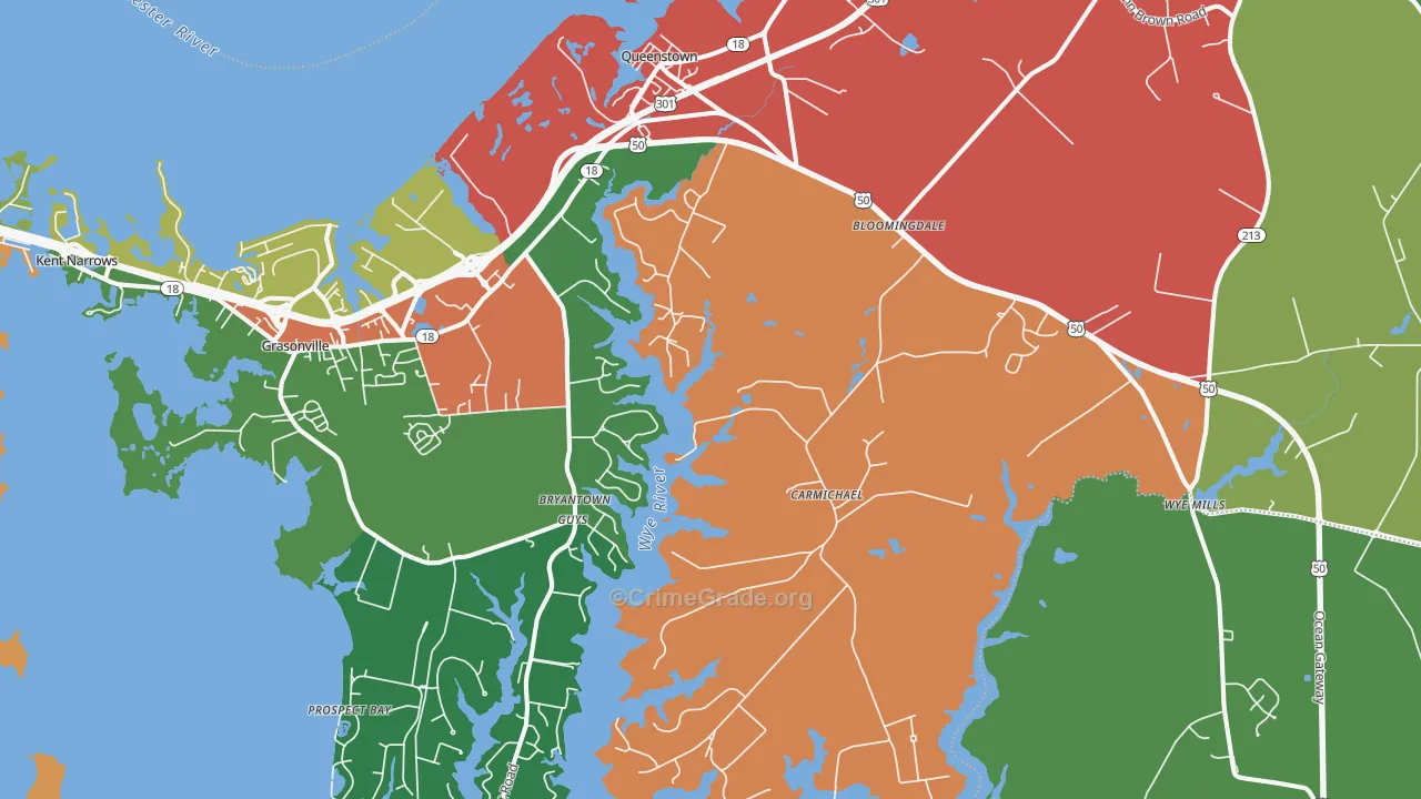 Queenstown, MD Map of Theft Rates