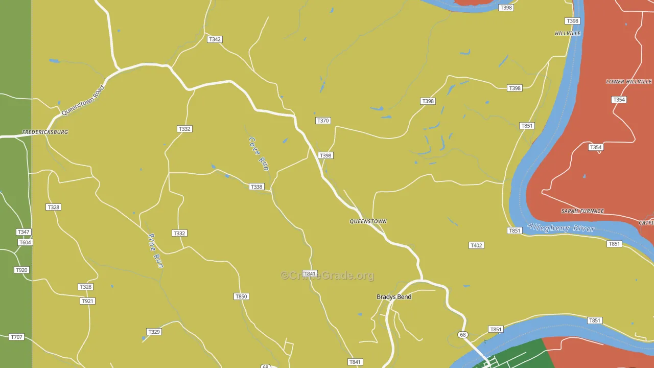 Queenstown, PA Map of Theft Rates