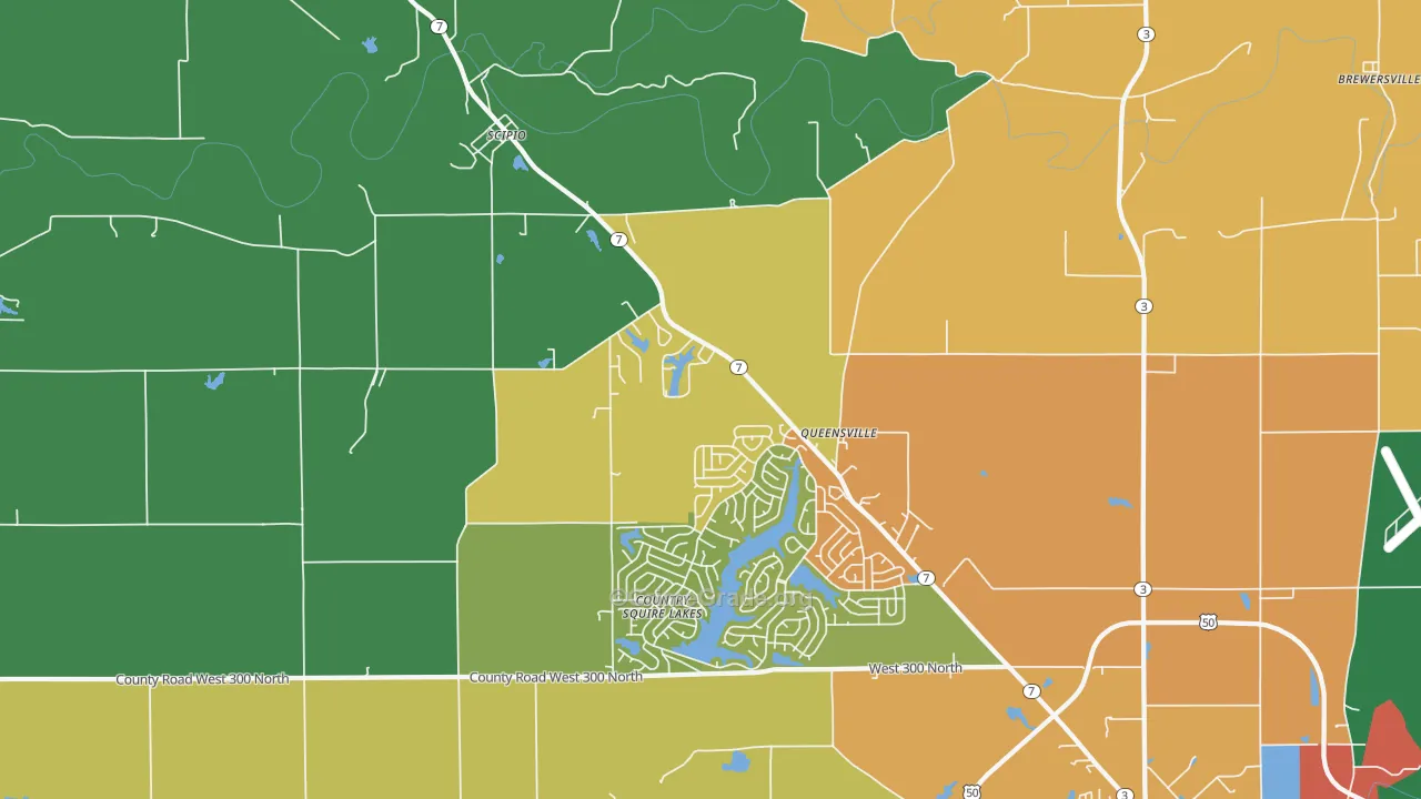 Queensville, IN Map of Theft Rates