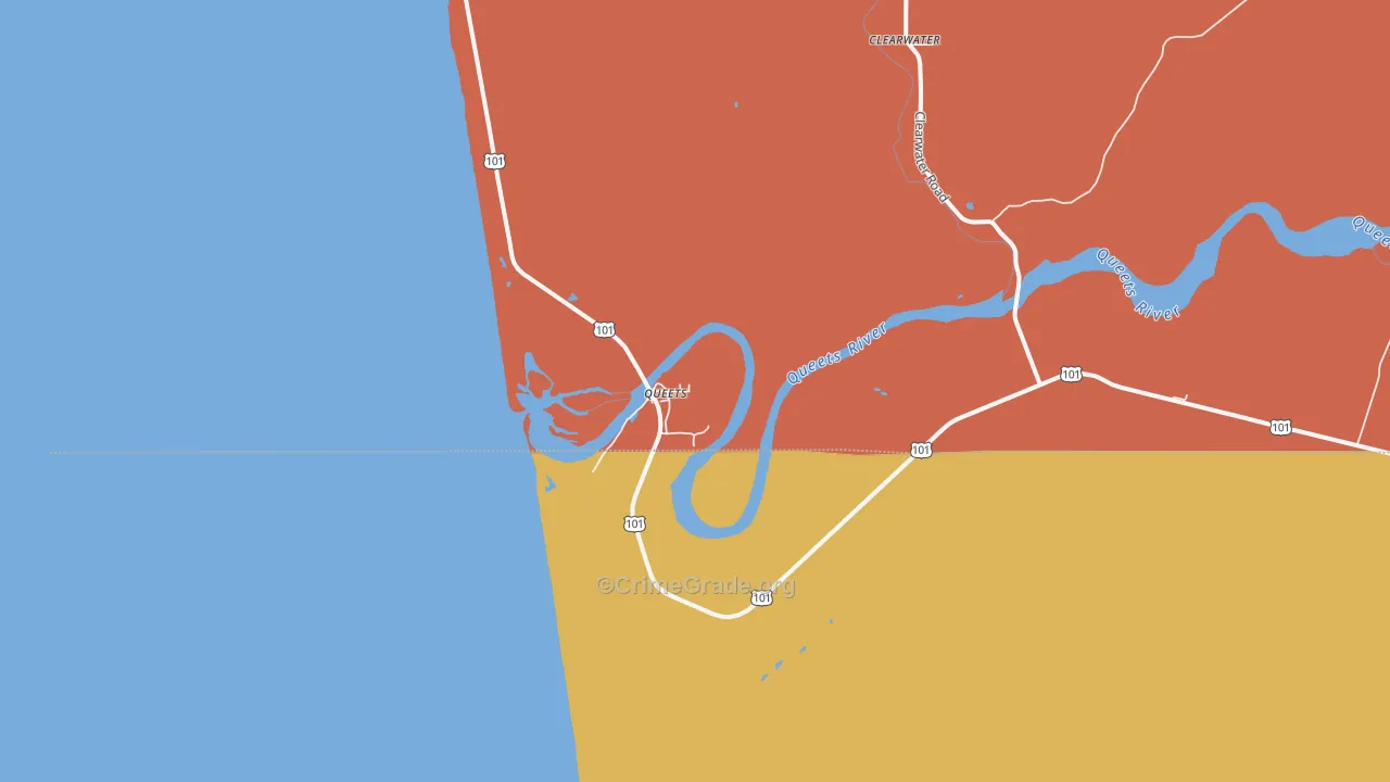 Queets, WA Map of Theft Rates