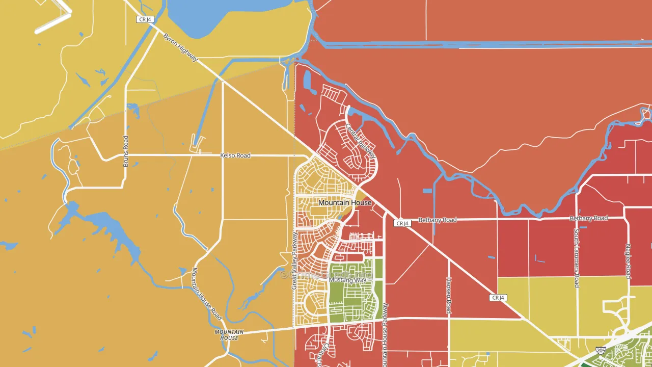 Questa, Mountain House, CA Map of Theft Rates