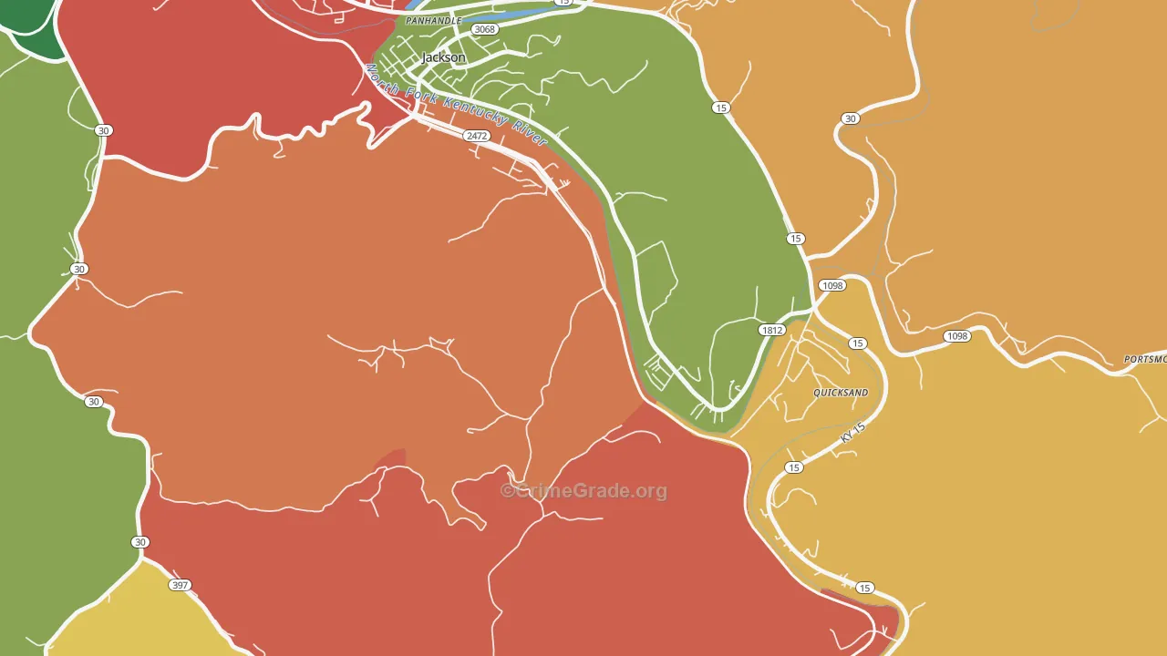 Quicksand, KY Map of Theft Rates