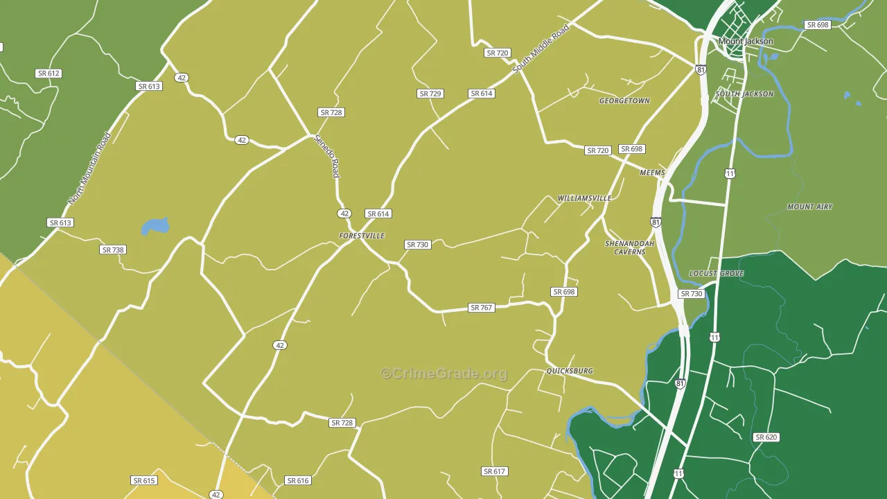 Quicksburg, VA Map of Theft Rates