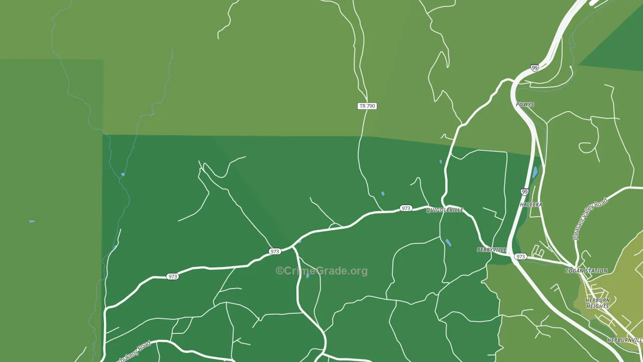 Quiggleville, PA Map of Theft Rates