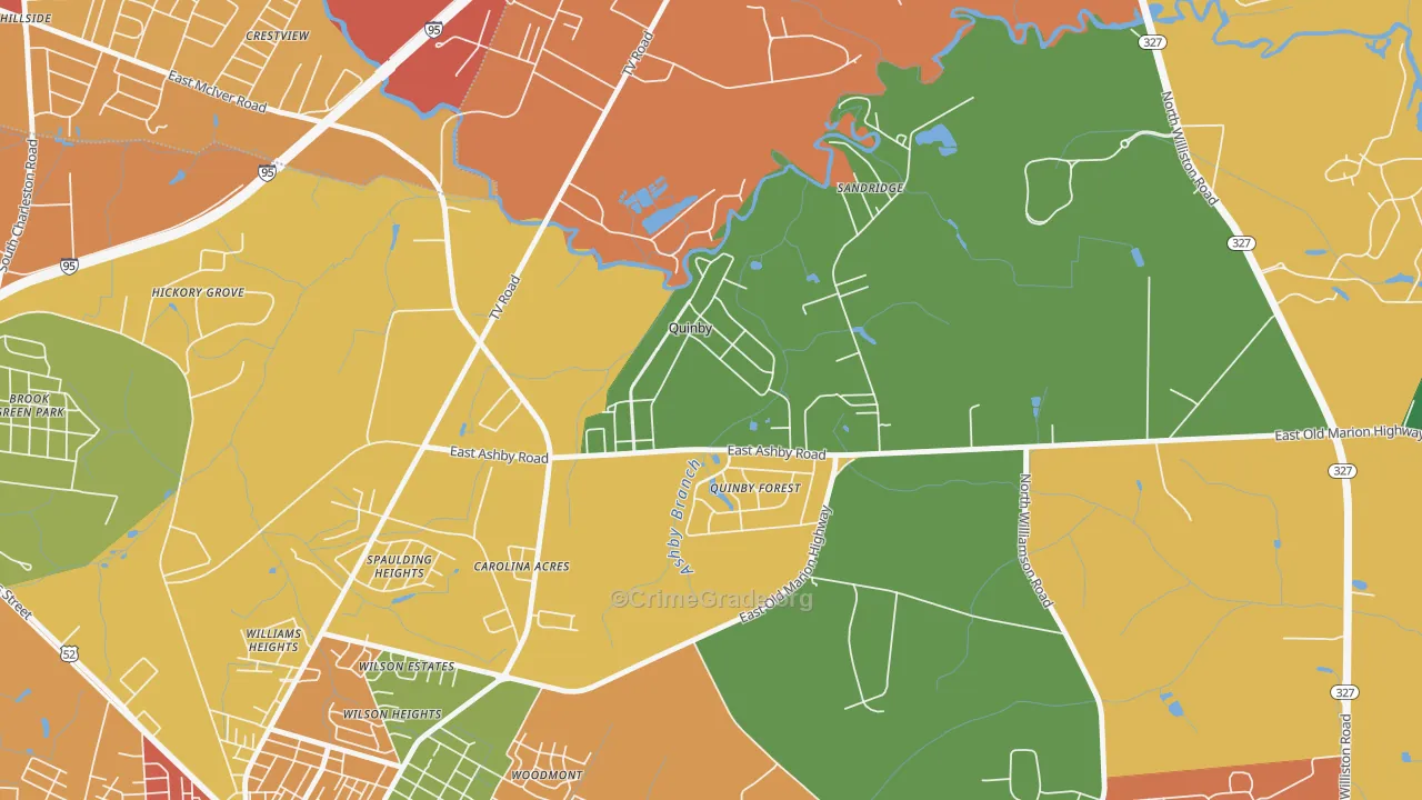 Quinby, SC Map of Theft Rates