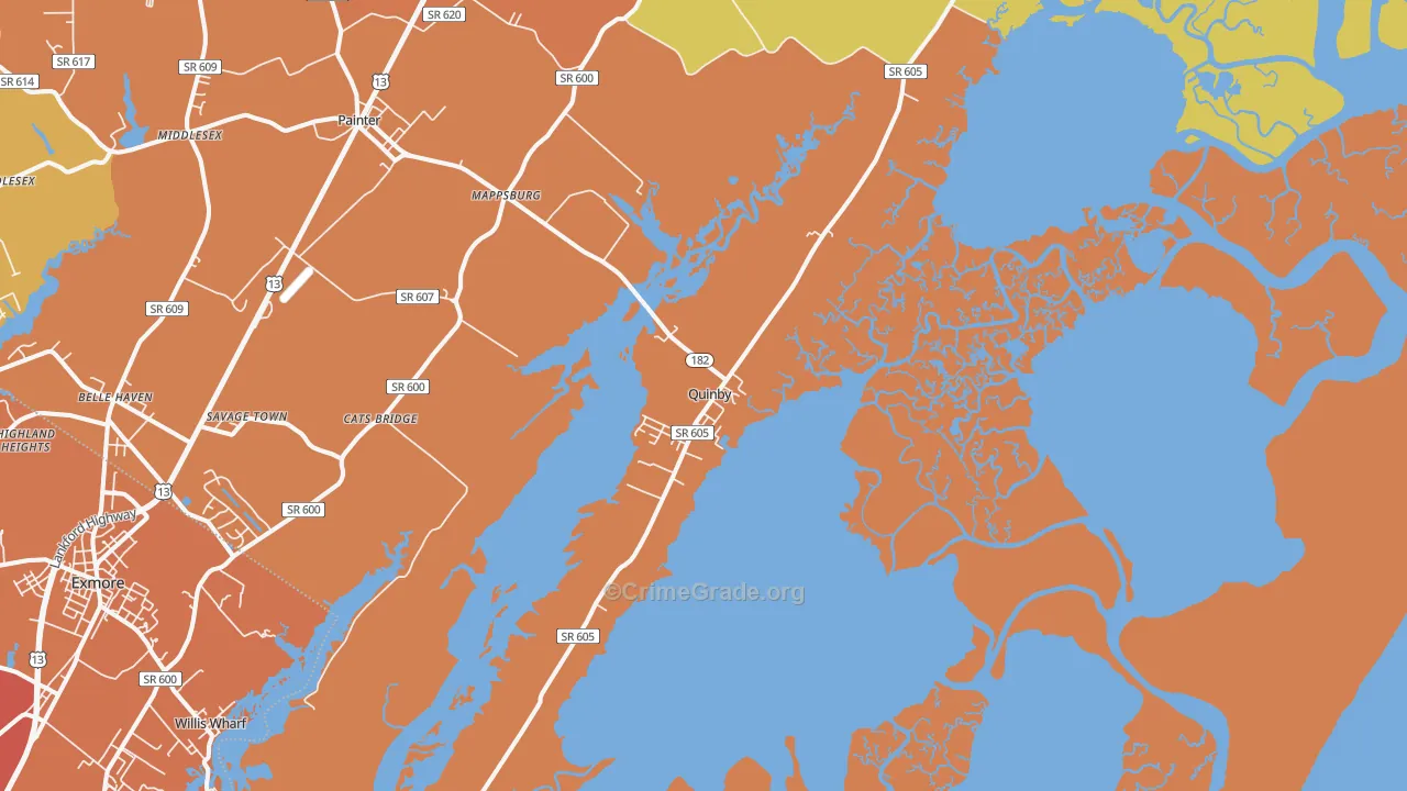 Quinby, VA Map of Theft Rates