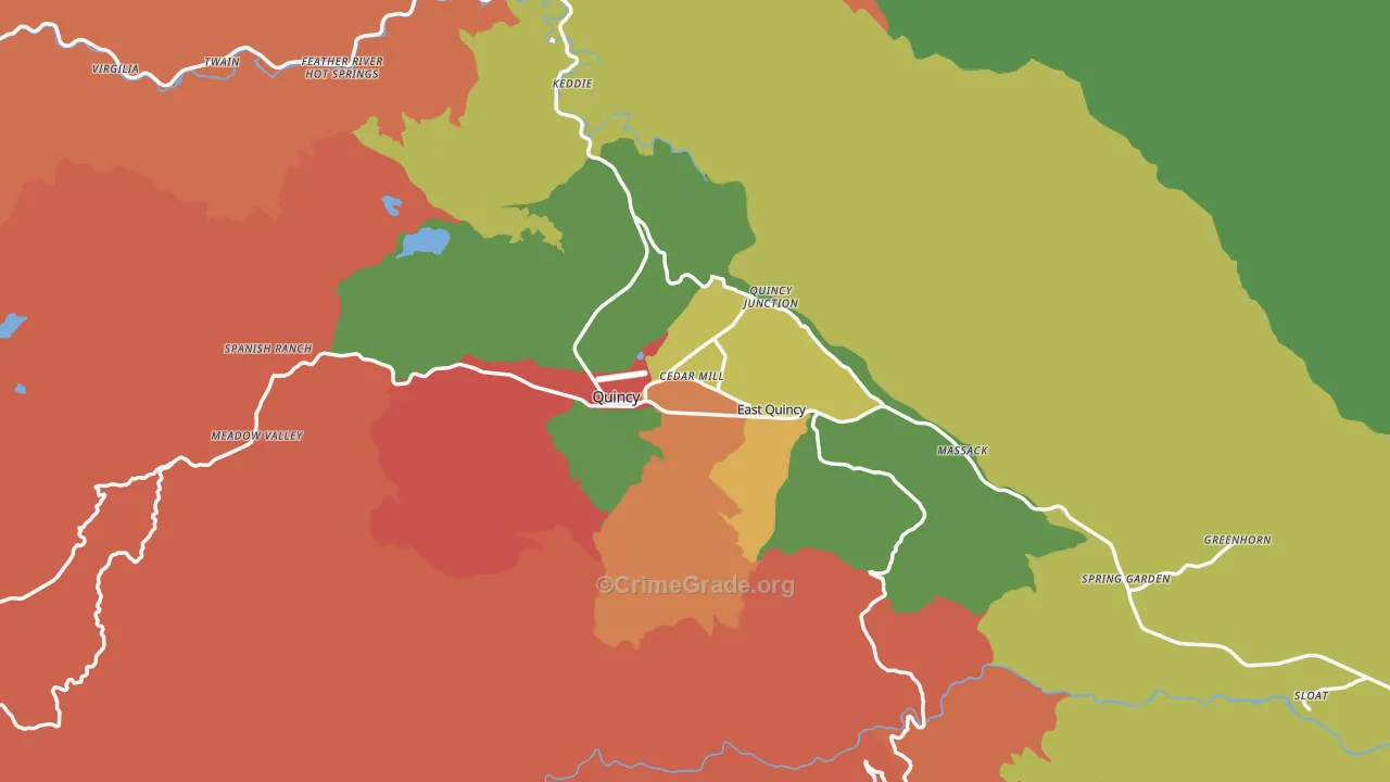 Quincy, CA Map of Theft Rates