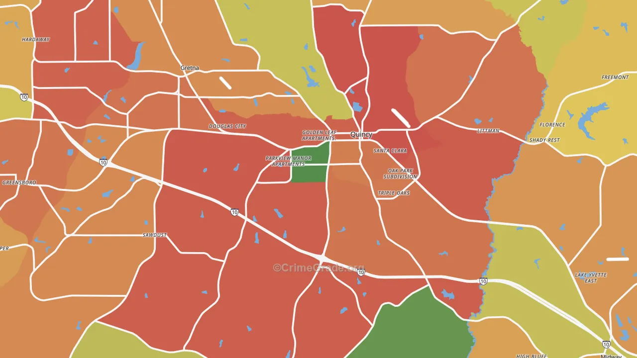 Quincy, FL Map of Theft Rates