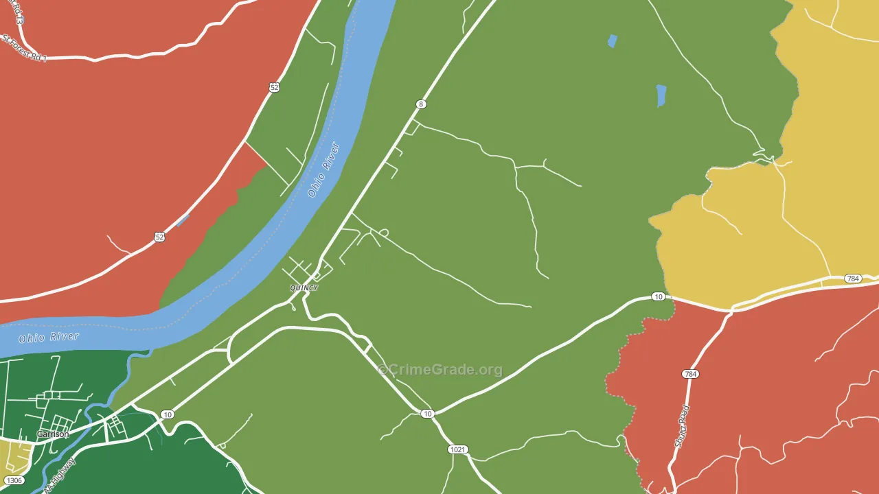 Quincy, KY Map of Theft Rates