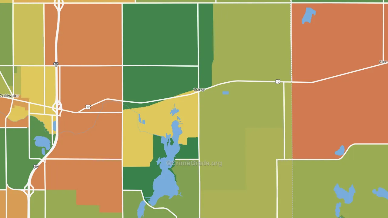 Quincy, MI Map of Theft Rates
